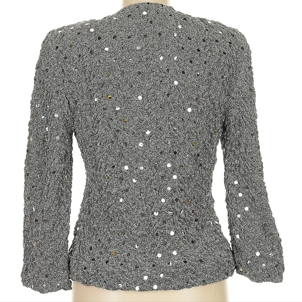Joseph Ribkoff Full Zip Silver Sequin Blazer - Picture 3 of 5